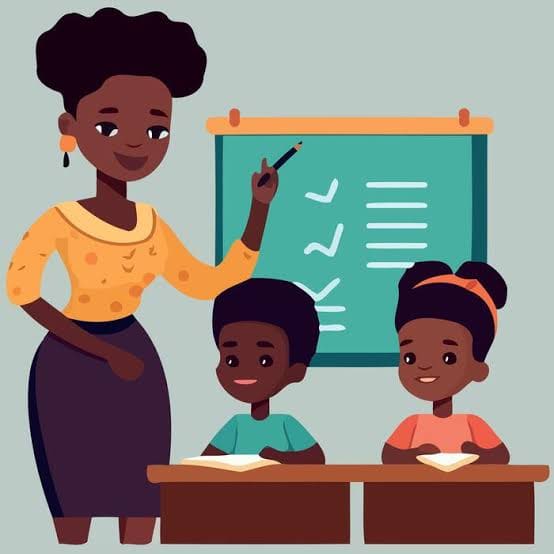 A teacher at the blackboard